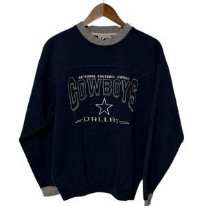 Vintage Dallas Cowboys NFL Embroidered Pullover Sweatshirt Navy Blue Gray Medium